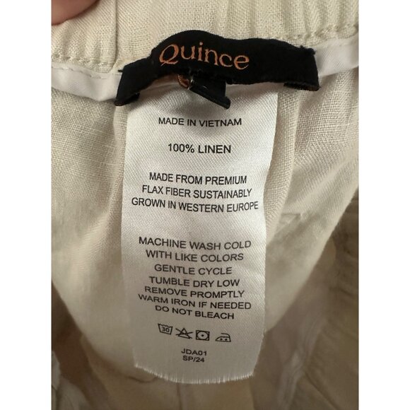 Quince 100% Linen Flare Pants Womens Small Beige Elastic Waist Coastal Lagenlook - Picture 5 of 12